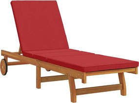 vidaXL Napozó párnával 1-személy Barna 63 x 199 x 85cm Tömör akácfa