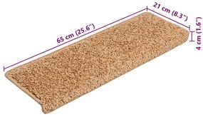 20 db lépcsőszőnyeg, 65 x 21 x 4 cm, bézs, téglalap alakú széllel