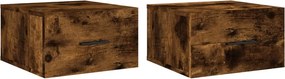 vidaXL 2 db füstös tölgy színű fali éjjeliszekrény 35 x 35 x 20 cm