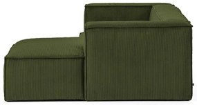 Zöld kordbársony sarokkanapé (jobb oldali) Blok – Kave Home