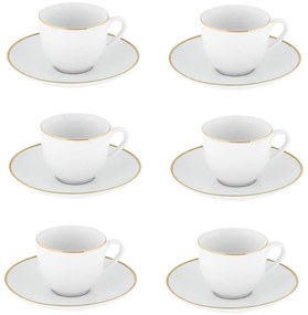 Fehér porcelán csésze szett 6 db-os 100 ml Gold Chic – Villa Altachiara