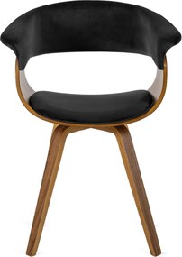 Ohio 2 szék fekete színben, bársony kárpittal, hajlított rétegelt lemez vázzal