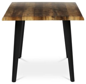 Étkezőasztal, 160x90x75 cm, MDF lap, régi fa dekor, fém láb