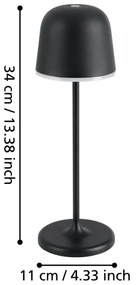 Eglo 900457-LED Dimmelhető kültéri lámpa MANNERA 2,2W/5V 1800 mAh fekete IP54