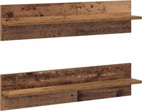 vidaXL Falpolc polcokkal 2 pcs Öreg fa 80 x 11,5 x 18 cm Faanyag