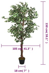 vidaXL zöld mű fikusz fa 756 levéllel 150 cm