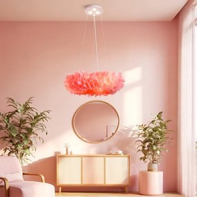 BRILAGI - LED csillár zsinóron FEATHER 3xE27/40W/230V + 3xLED/3W, átmérő 50 cm, rózsaszín
