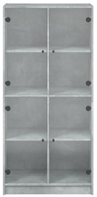 betonszürke szerelt fa magasszekrény ajtókkal 68x37x142 cm