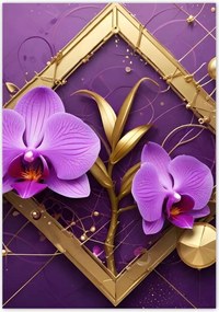 Poszterek A1 Pion Lila orchideák és arany