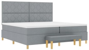 Boxspring ágy matraccal és paddal világosszürke 200x200 cm szövet