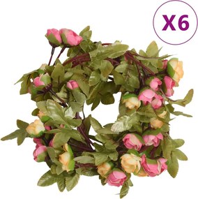 vidaXL 6 db rózsaszín virágfüzér 215 cm