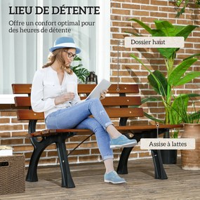 Outsunny Kerti Pad 2 Személyes Alumínium és Fa Lécből, méretek: 120L x 57W x 70H cm | Aosom