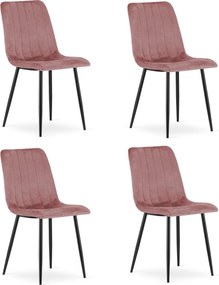 Rózsaszín étkezőszék LAVA bársony fekete lábakkal