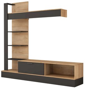 Nappali fal, riviera tölgy/fekete, GELUZA