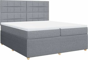 vidaXL világosszürke szövet rugós ágy matraccal 200 x 200 cm