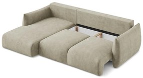 Bézs zsenília kinyitható sarokkanapé (bal oldali-heverő résszel) Leila – Makamii
