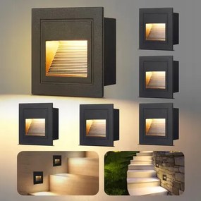 Fali lámpa lépcső világítás 6db fekete szín