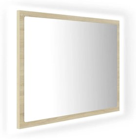 Sonoma tölgy akril LED-es fürdőszobai tükör 60x8,5x37 cm