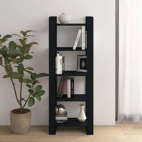Fekete tömör fa könyvszekrény/térelválasztó 60 x 35 x 160 cm
