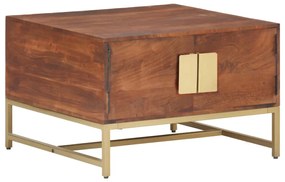 Mézbarna tömör akácfa dohányzóasztal 67 x 67 x 45 cm