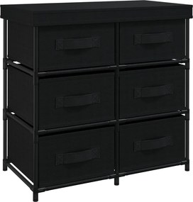 vidaXL 6 fiókos fekete acél tárolószekrény 55 x 29 x 55 cm
