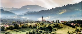 Kép - falu a ködben (120x50 cm)