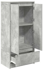 betonszürke szerelt fa szekrény fiókkal 55,5x34x119,5 cm