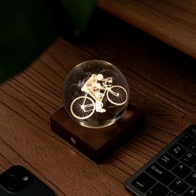 Asztali lámpácska 3D lézerrel készült mintával, többféle - Gingko Motiv: cyklista