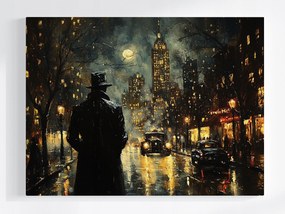 Poszter Város Éjszaka Eső Férfi Sötétség Szorongás 100x75