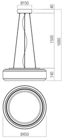 Redo 01-3592 - LED Csillár zsinóron SOLERA LED/36W/230V átm. 45 cm CRI 93 3000/4000K