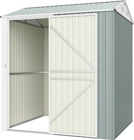 Outsunny fém szerszámos fészer 3,5 m² – magas, zárható kerti tároló kontyolt tetővel, szellőzőkkel és kesztyűvel, 209 × 177 × 236 cm, világosszürke |