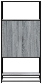 Highboard szürke sonoma 68x35x139 cm gépelt fa és fém