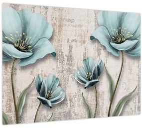 Kép - Virágok a textúrán (70x50 cm)