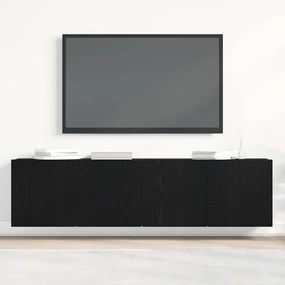 2 db fekete tölgyfa TV-szekrény 160 x 30 x 41 cm