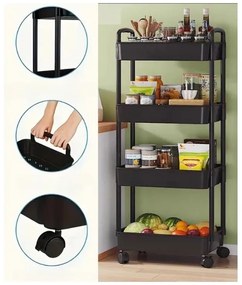 Polc kerekeken POZIO 39x27x95 cm fekete