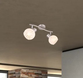 Globo 54025-2 Spotlámpa matt króm fém és fehér szatén üveg búrával. LxBxH:360x190x192, exkl. 2xE27 40W 230V