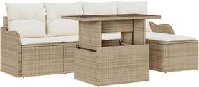 vidaXL Kültéri Ülőgarnitúra párnával 6 pcs Bézs Poli rattan