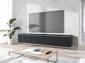 TV szekrény Dlana 180 MDF (fekete + fekete gyapjú) (fehér LED világítás). 1106211
