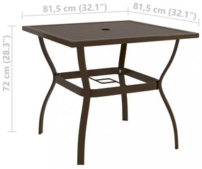 barna acél kerti asztal 81,5 x 81,5 x 72 cm