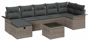 Kerti Kanapé Szett párnával 8 pcs Szürke 297,5 x 132,5 x 85 cm