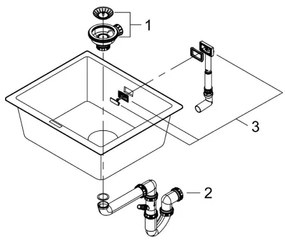 GROHE 31654AP0 - K700U mosogató 533 × 457 mm fekete gránit/fekete