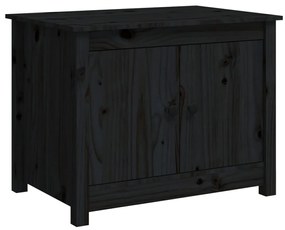 Fekete tömör fenyőfa dohányzóasztal 71 x 49 x 55 cm