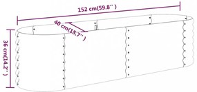 vidaXL antracitszürke porszórt acél kerti magaságyás 152x40x36 cm