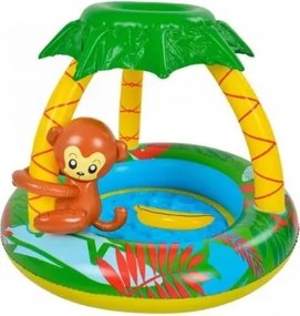 Biztonságos medence Monkey Baby pool vidám majom 102 x 102 x 80 cm napellenző