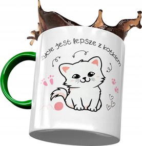 Zöld bögre cicával Aranyos ajándék fényképes nyomtatással