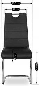 Szánkótalpas Étkezőszék Fekete Eco-bőr Kárpittal. EDER