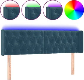 vidaXL sötétkék bársony LED-es fejtámla 163 x 16 x 78/88 cm