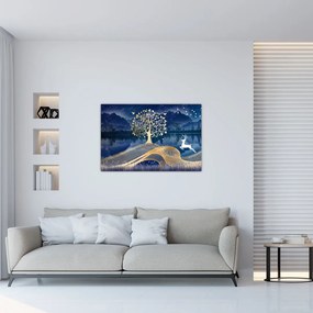 Szarvas képe teliholdkor (90x60 cm)