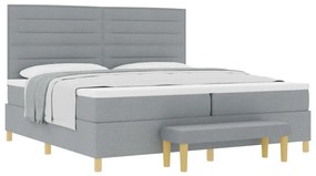 vidaXL Boxspring Ágy Matracokkal és Pad Light Grey 200x200 cm Szövet