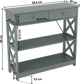 Konzolasztal, szürke, LOMIR